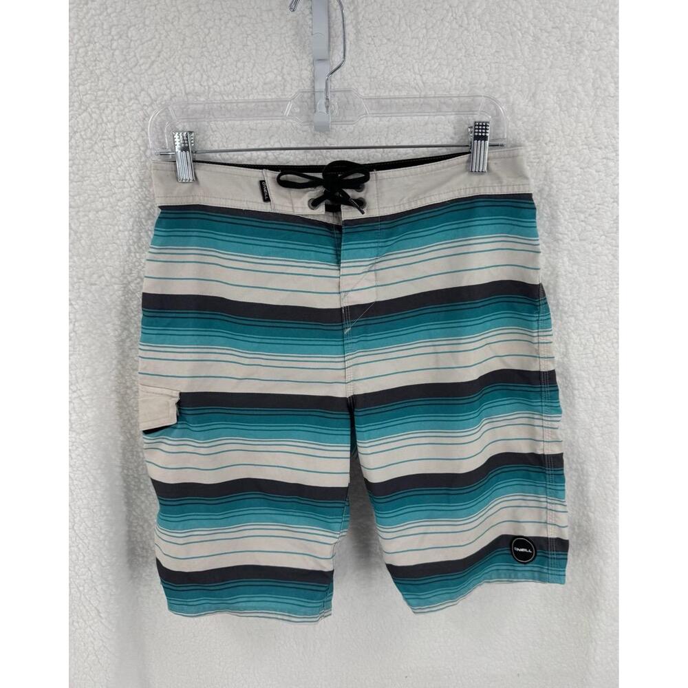 ONeill Striped Drawstring Board Shorts Side Pocket Mens Type Size 29
